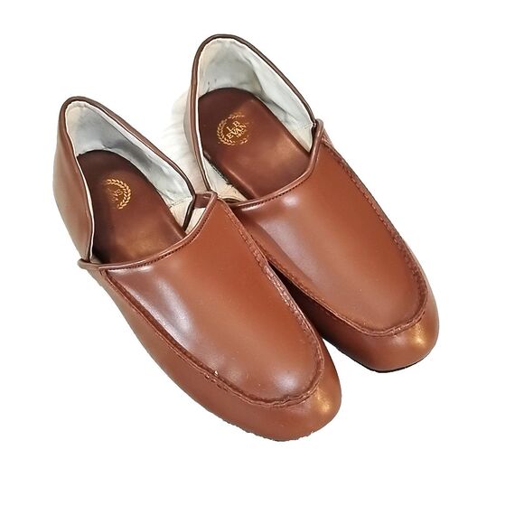 LP Evans Mens Size 10.5 Slippers Brown Leather Slip On - Picture 1 of 7